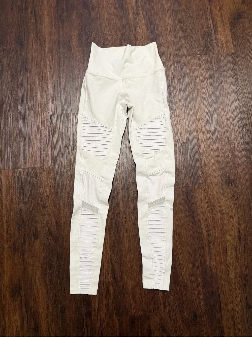 Alo White Ribbed Moto Leggings - Activewear